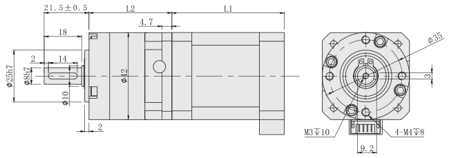 PE42行星减速步进91抖音APP下载外形尺寸图